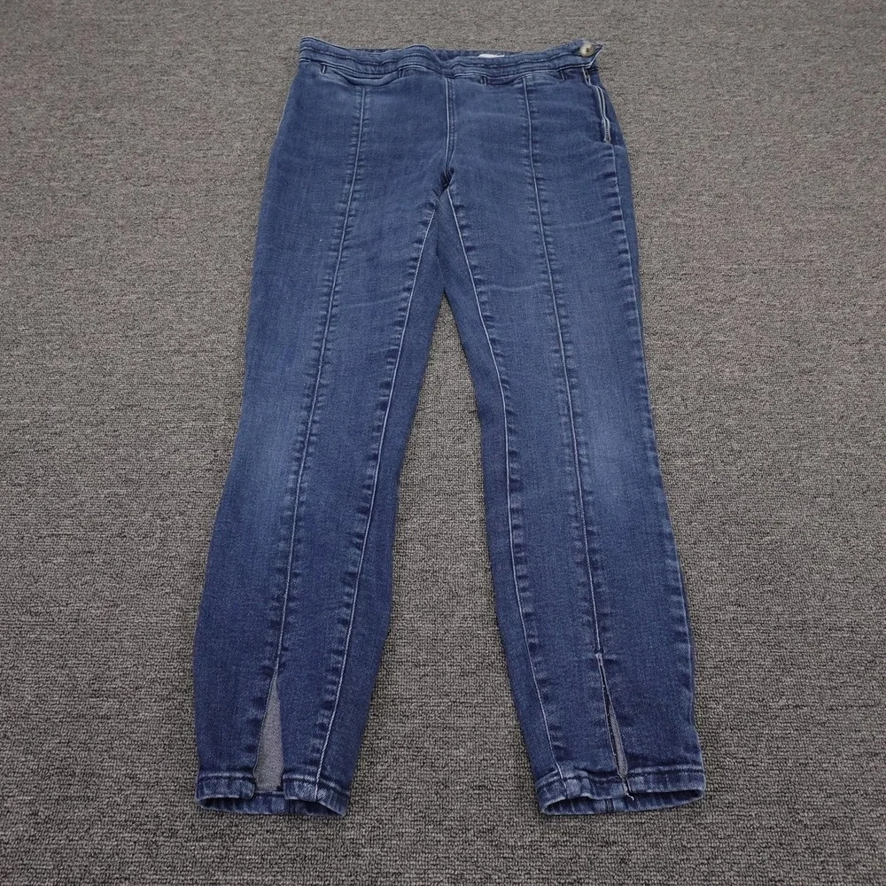 Pilcro Jeans Womens 32 Blue Medium Wash Mid Rise Skinny Slit Hem Stretch 32x29.5